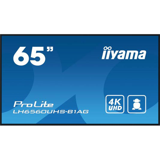 iiyama PROLITE Pannello A digitale 165,1 cm (65") LED Wi-Fi 500 cd/m 4K Ultra HD Nero Processore integrato Android 11 24/7 [LH6560UHS-B1AG]
