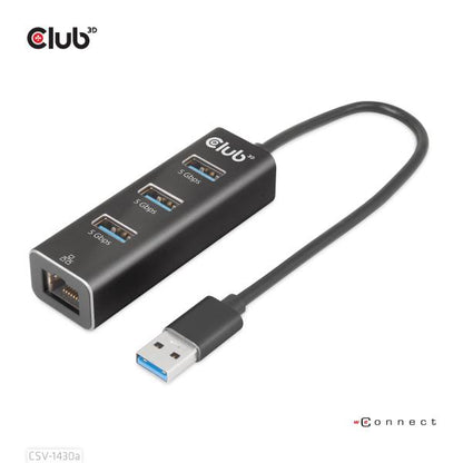 CLUB3D HUB USB 3.2 GEN1 TYPE A 3-Ports Gigabit Ethernet [CSV-1430A]