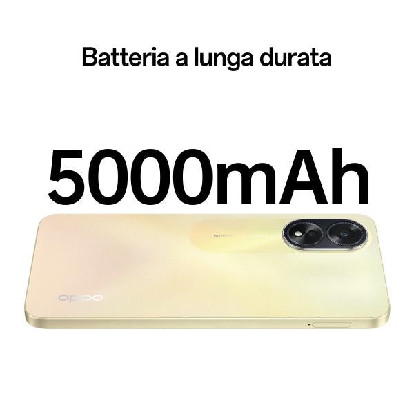 OPPO A38 4G Smartphone, AI Doppia fotocamera 50+2MP, Selfie 5MP, Display 6.56 90HZ LCD HD+, 5000mAh, RAM 4 (Esp 1GB/2GB/4GB)+ROM 128GB (esp1TB), IP54, [Versione Italia],Glowing Gold [0111040287]