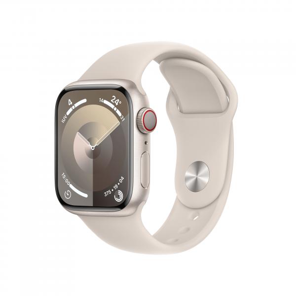 APPLE WATCH SERIES9 GPS + CELLULAR 41MM STARLIGHT ALUMINIUM CASE WITH STARLIGHT SPORT BAND - S/M [MRHN3QL/A]