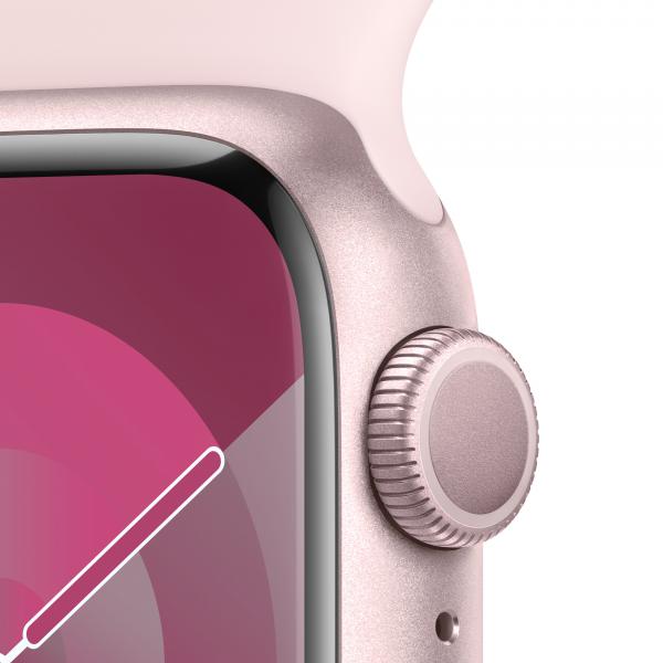 Apple Watch Series 9 GPS Cassa 41mm in Alluminio Rosa con Cinturino Sport Rosa Confetto - S/M [MR933QL/A]