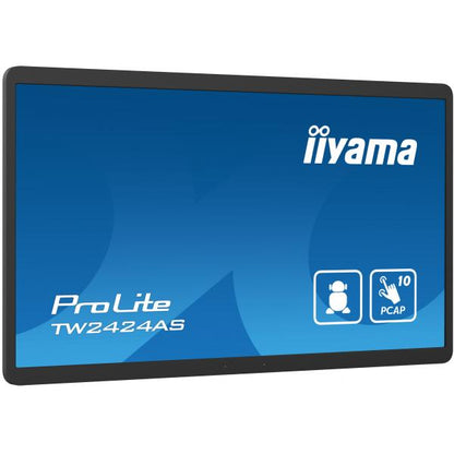 iiyama TW2424AS-B1 Visor de mensajes Panel plano para señalización digital 60,5 cm (23.8") Wi-Fi 250 cd/m 4K Ultra HD Pantalla táctil negra Procesador incorporado Android 24/7 [TW2424AS-B1] 