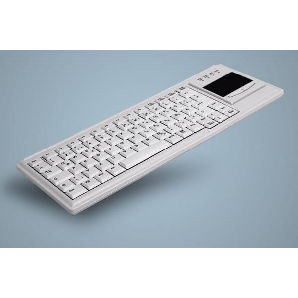 Teclado con panel táctil ultraplano compacto Cherry Industry 4.0 - Con cable - AZERTY - Gris claro [AK-4400-GU-W/BE] 