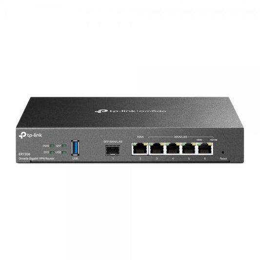 TP-Link - ER7206 - SafeStream Gigabit Dual-WAN VPN Router, 5 Gigabit Ports, 1 Gigabit SFP WAN port, 1 Gigabit RJ45 WAN port and 2 Gigabit WAN/LAN ports. Supports up to 100 IPsec LAN-to-LAN c [ER7206]