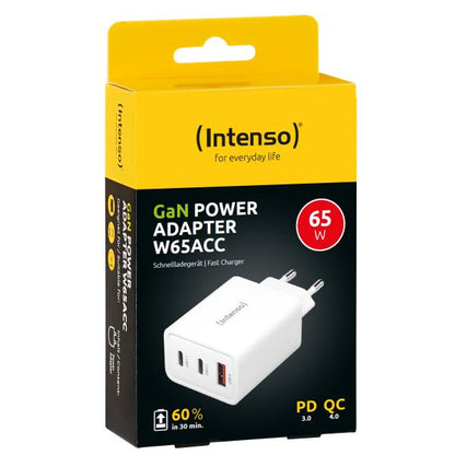 INTENSO ALIMENTATORE FAST 65W 1 ENTRATA USB A + 2 ENTRATE USB C GAN [7806512]