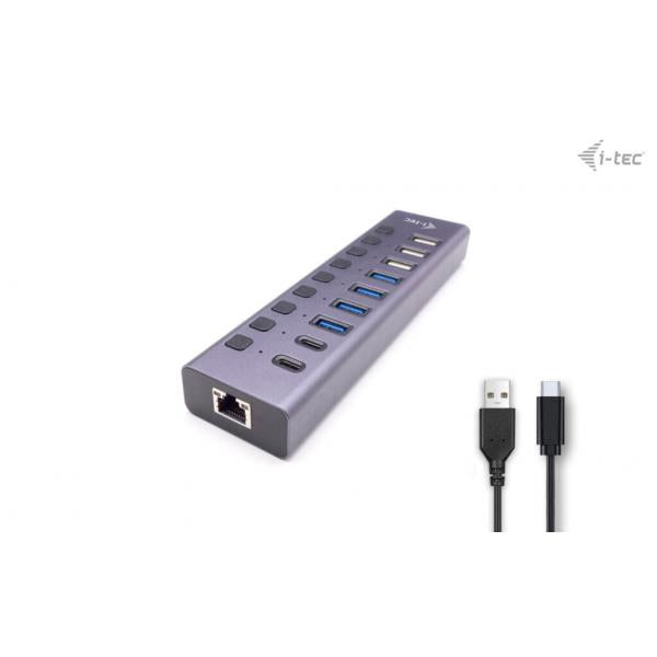 I-TEC USB-A/USB-C CHARGING HUB 9PORTE CON LAN E POWER ADAPTER 60 W [CACHARGEHUB9LAN]