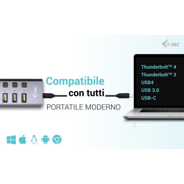 I-TEC USB-A/USB-C CHARGING HUB 9PORTE CON LAN E POWER ADAPTER 60 W [CACHARGEHUB9LAN]