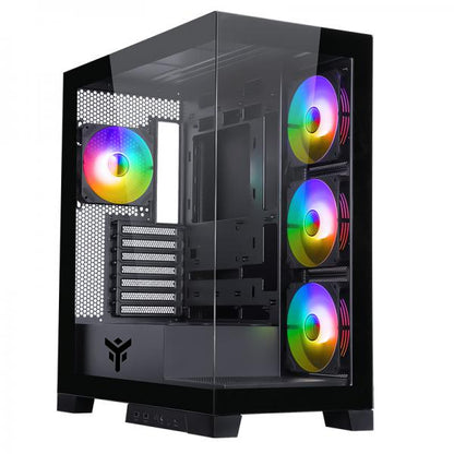 ITEK CASE SHOWBUI 45B - GAMING TOWER, ATX, 4X12CM ARGB FAN, 2XUSB3, TYPE-C, SIDE FRONT PANEL TE [ITGCASB45B]