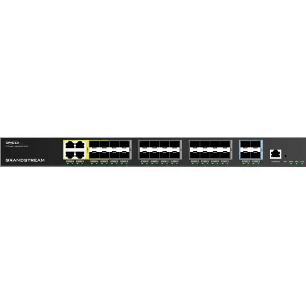 Layer 3 Managed Network Switch, 24x SFP, 4x SFP+, 4x GbE combo, optional redundant PSU. Utilizzabile con il controller GWN sia in Cloud che on premise GWN7831 [GWN7831]