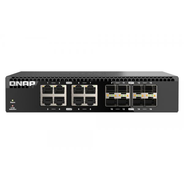 QNAP QSW-3216R-8S8T Conmutador de Red No Administrado L2 10G Ethernet (100/1000/10000) Negro [QSW-3216R-8S8T]