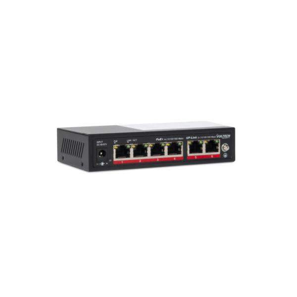 Vultech Security Switch PoE+ Gigabit 4 porte 10/100/1000 GE + 2 porte Uplink 10/100/1000 GE 60W AI SMART [VS-POE3042GE-60W]