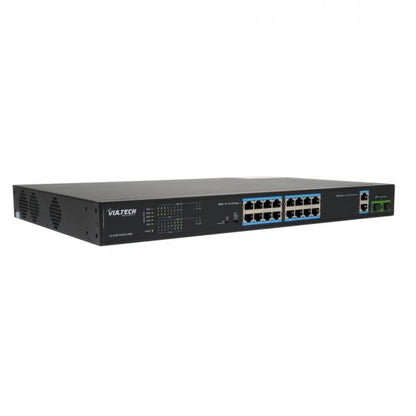 Vultech Security VS-POE2164GE-200W switch di rete Non gestito Fast Ethernet (10/100) Supporto Power over Ethernet (PoE) Nero [VS-POE2164GE-200W]