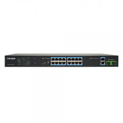 Vultech Security VS-POE2164GE-200W conmutador de red Fast Ethernet no administrado (10/100) Soporte de alimentación a través de Ethernet (PoE) Negro [VS-POE2164GE-200W]