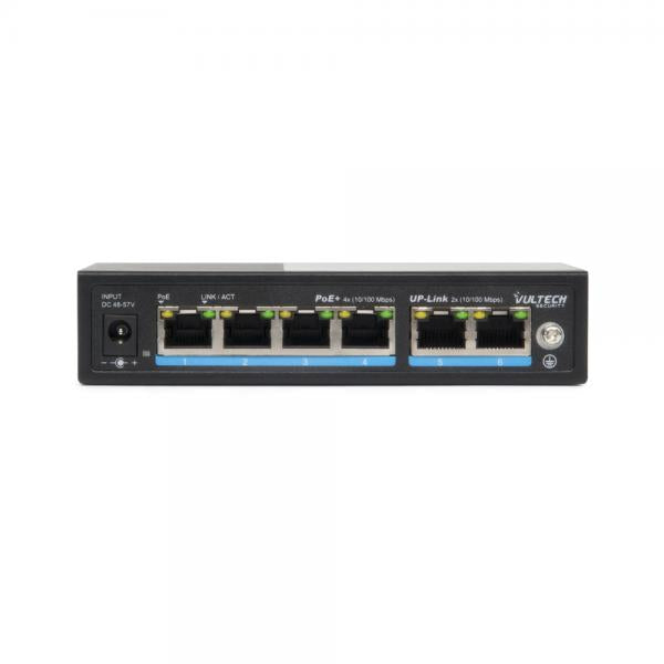 Vultech Security Switch PoE+ (Unmanaged) 4 porte 10/100 FE + 2 porte Uplink 10/100 FE [VS-POE2042FE-60W]