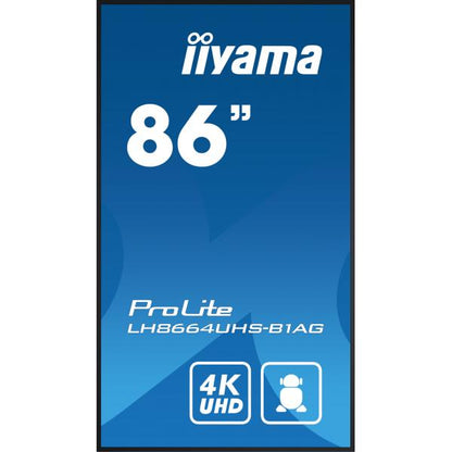 iiyama PROLITE Digital A-Panel 2,18 m (86") LED Wi-Fi 500 cd/m 4K Ultra HD Negro Procesador Integrado Android 11 24/7 [LH8664UHS-B1AG] 