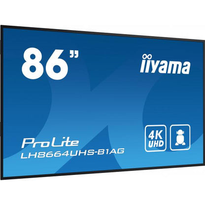 iiyama PROLITE Pannello A digitale 2,18 m (86") LED Wi-Fi 500 cd/m 4K Ultra HD Nero Processore integrato Android 11 24/7 [LH8664UHS-B1AG]