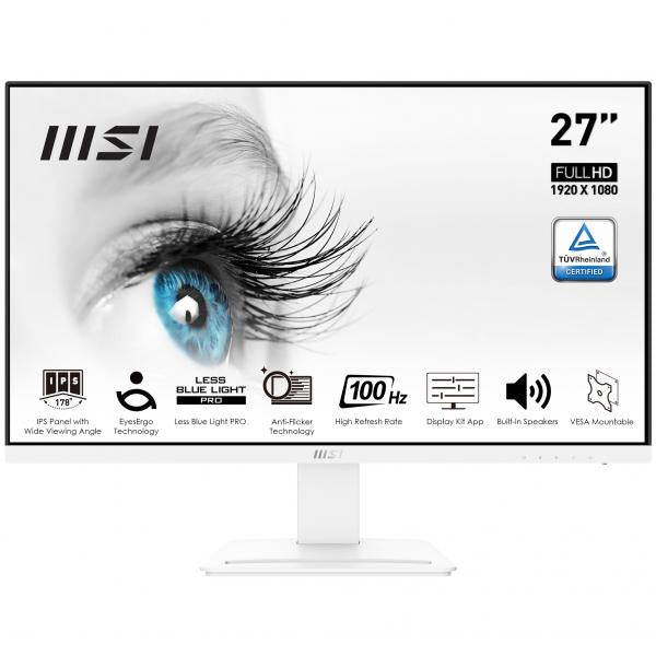 MSI MONITOR 27 LED IPS 16:9 FHD 1MS 100Hz, INCLINABILE, VESA 75X75, VGA/DP/HDMI, MULTIMEDIALE, BIANCO [PRO MP273AW]