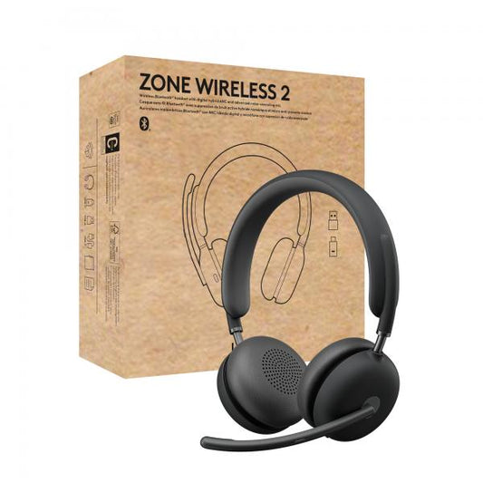 Logitech Zone Wireless 2 Auriculares con cable e inalámbricos Overhead Office USB Type-C Bluetooth Grafito [981-001311] 