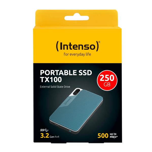 INTENSO SSD ESTERNO TX100 250GB USB 3.2 R/W 500MBS + CAVO USB-C + ADATTATORE USB-A [3826440]