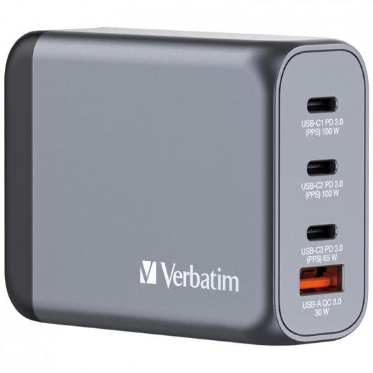 VERBATIM CARICATORE DA PARETE GNC-100 GAN CHARGER 4 PORT 100W USB A/C (EU/UK/US) [32202]