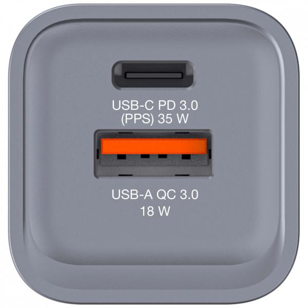 CARGADOR DE PARED VERBATIM CNG-35 CARGADOR GAN 2 PUERTOS 35W USB A/C (UE/UK/US) [32200]