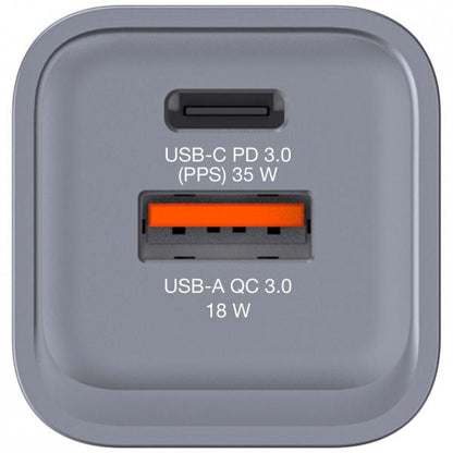 CARGADOR DE PARED VERBATIM CNG-35 CARGADOR GAN 2 PUERTOS 35W USB A/C (UE/UK/US) [32200]