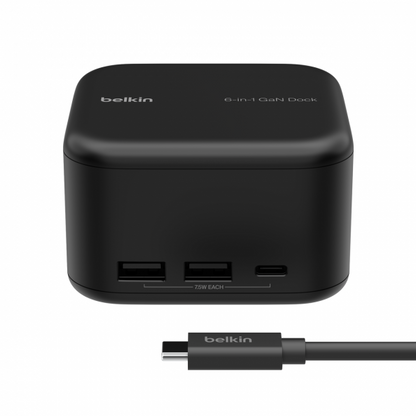 Base de acoplamiento GAN de núcleo USB-C 6 en 1 de Belkin [INC018VFBK] 