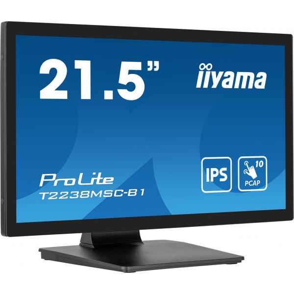 iiyama ProLite T2238MSC-B1 PC Monitor 54.6 cm (21.5") 1920 x 1080 pixels Full HD LED Touch screen Black [T2238MSC-B1] 