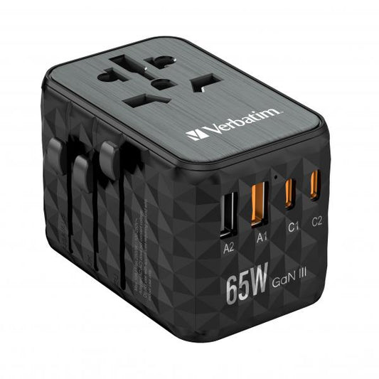 VERBATIM ADATTATORE UNIVERSALE DA VIAGGIO UTA-05 GAN III UNIVERSAL TRAVEL ADAPTER WITH 2 X USB-C PD [32120]