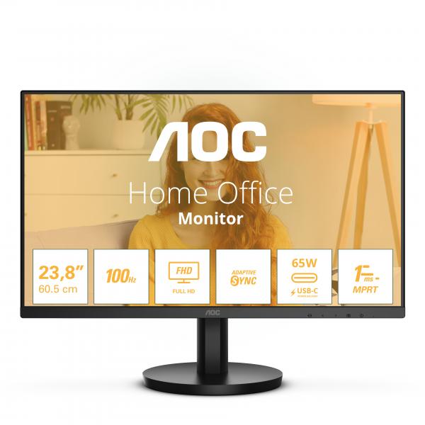 MONITOR AOC 23.8 LED IPS FHD 16:9 4MS 250 CDM, 100HZ, DOCK USB-C, HDMI [24B3CA2]