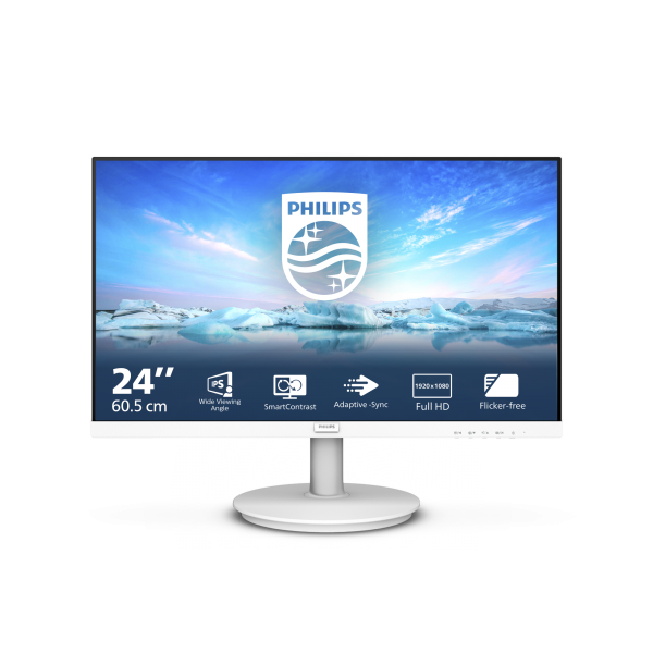 Philips V Line 241V8AW/00 LED display 60,5 cm (23.8") 1920 x 1080 Pixel Full HD LCD Bianco [241V8AW/00]