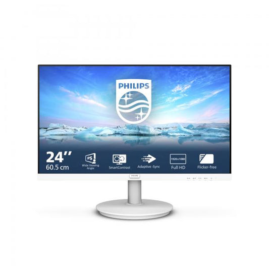 PHILIPS MONITOR 23,8 LED IPS 16:9 FHD 4MS 250 CDM, INCLINABILE, VGA/HDMI, MULTIMEDIALE, BIANCO [241V8AW]