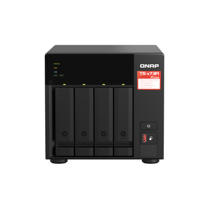 QNAP NAS - 4-bay NAS, AMD Ryzen V1000 series V1500B 4C/8T 2.2GHz, 8GB DDR4 RAM (2 x SODIMM slots, max. 64GB, optional ECC RAM support), 4x SATA 6Gb/s bays, 2x M.2 NVMe PCIe Gen3 SSD slots, 2 [TS-473A-SW5T]