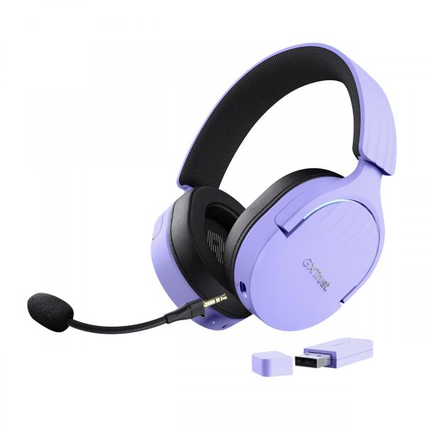 Trust GXT 491P FAYZO Auricolare Con cavo e senza cavo A Padiglione Giocare USB tipo A Bluetooth Nero, Viola [25305]