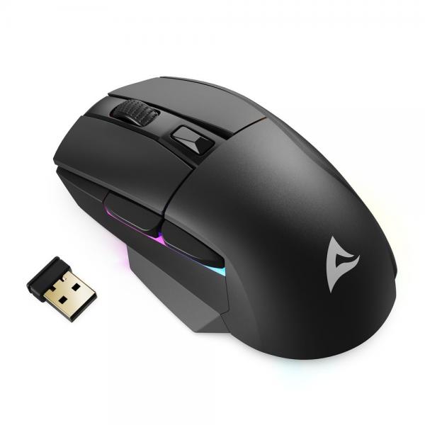 Sharkoon SGM50W mouse Giocare Mano destra RF Wireless + USB Type-A Ottico 6400 DPI [SKILLERSGM50WBLACK]