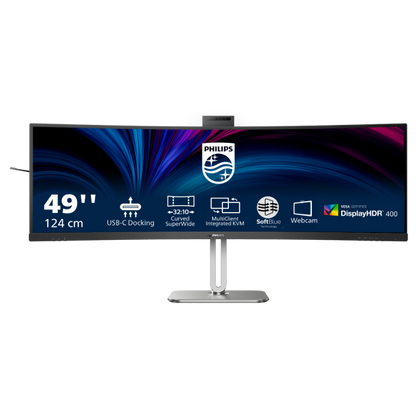 PHILIPS MONITOR CURVO 49 LED VA DUAL QHD 32:9 4MS 450 CDM, USB-C DOCK, WEBCAM, REG ALTEZZA, DP/HDMI, MULTIMEDIALE [49B2U6900CH]