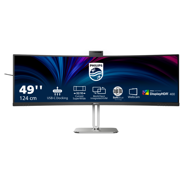 PHILIPS MONITOR CURVO 49 LED VA DUAL QHD 32:9 4MS 450 CDM, USB-C DOCK, WEBCAM, REG ALTEZZA, DP/HDMI, MULTIMEDIALE [49B2U6900CH]