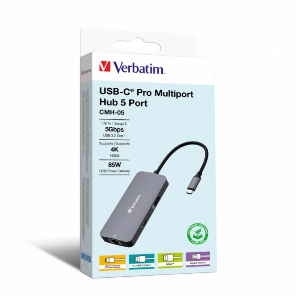 Verbatim CMH-05 USB tipo C 5000 Mbit/s Plata [32150]