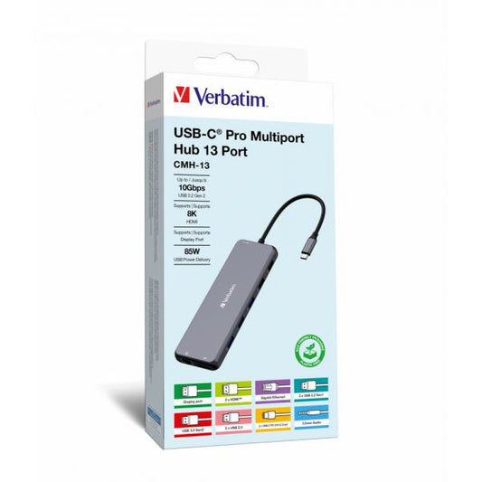 Verbatim CMH-13 USB tipo C 10000 Mbit/s Plata [32153]