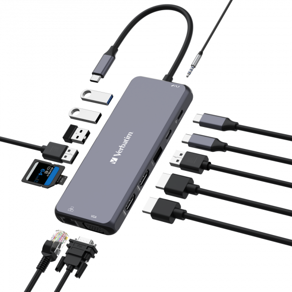 Verbatim CMH-14 USB tipo C 5000 Mbit/s Plata [32154]