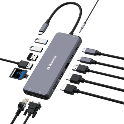 Verbatim CMH-14 USB tipo C 5000 Mbit/s Plata [32154]