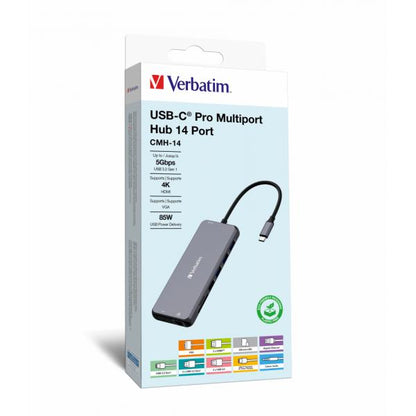 Verbatim CMH-14 USB tipo C 5000 Mbit/s Plata [32154]