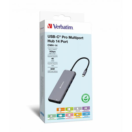 Verbatim CMH-14 USB tipo-C 5000 Mbit/s Argento [32154]