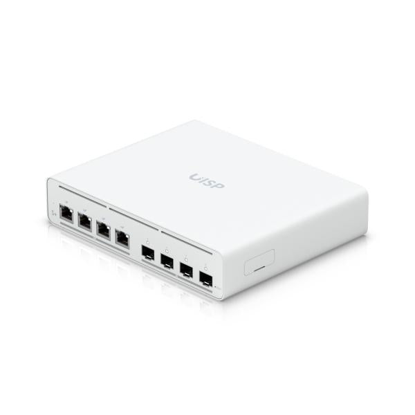 Ubiquiti - UISP-S-Plus-EU - Switch for ISP application with (4) 2.5 GbE RJ45 ports with 27V passive PoE output, (4) 10G SFP+ ports, 60W (27V) total PoE availability*, 20W/port (2-pair) / 40W [UISP-S-Plus-EU]