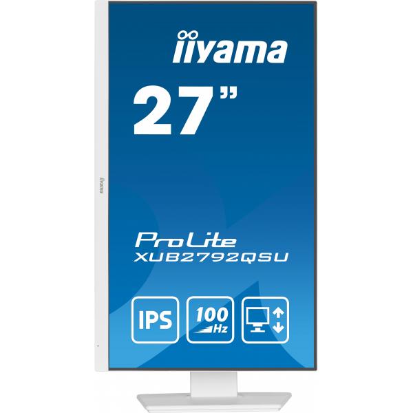 Iiyama ProLite 27 inch - Quad HD IPS LED Monitor - 2560x1440 - White - Pivot / HAS [XUB2792QSU-W6]