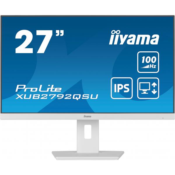 Iiyama ProLite 27 inch - Quad HD IPS LED Monitor - 2560x1440 - White - Pivot / HAS [XUB2792QSU-W6]