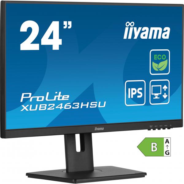 Iiyama ProLite 24 inch - Full HD IPS LED Monitor - 1920x1080 - Pivot / HAS [XUB2463HSU-B1]