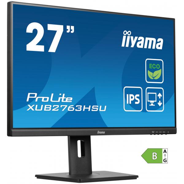 Iiyama ProLite 27 inch - Full HD IPS LED Monitor - 1920x1080 - Pivot / HAS [XUB2763HSU-B1]