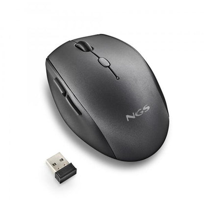 NGS MOUSE NERO ERGONOMICO SENZAFILI E BOTTONI SILENZIOSI [BEEBLACK]