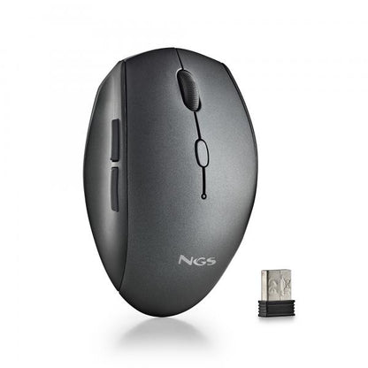 NGS MOUSE NERO ERGONOMICO SENZAFILI E BOTTONI SILENZIOSI [BEEBLACK]